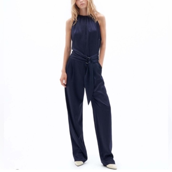 Filippa K Belted jumpsuit in crushed satin with pleated draping size 36 US 6 - Picture 1 of 4